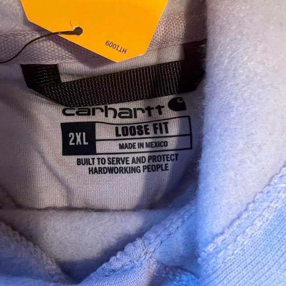 NWT Men's Carhartt Loose Fit Midweight Logo Sleeve Graphic Hoodie Color Mauve - Picture 5 of 6
